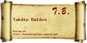 Takáts Balázs névjegykártya