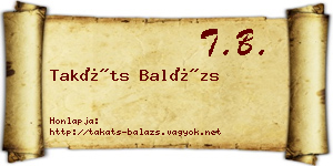 Takáts Balázs névjegykártya